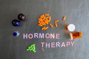 Hormone therapy options for menopause relief concept.